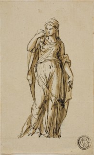 Standing Female Figure Turning to the Left, n.d. Creators: John Michael Rysbrack, Sir James Thornhill.