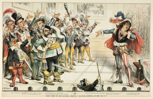 Scene from the New National Operetta, from Puck, 1883. Creator: Joseph Keppler.