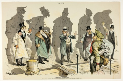 Looking Backward, from Puck, n.d. Creator: Joseph Keppler.