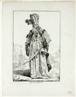 Aga des Janissaires, plate one from Caravanne du Sultan à la Mecque, 1748. Creator: Joseph-Marie Vien the Elder.