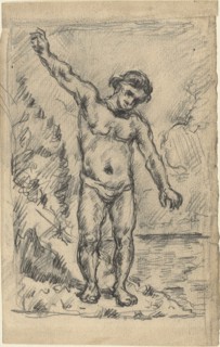 Bather With Outstretched Arms (recto); Study of a Tree (verso), 1874/77. Creator: Paul Cezanne.