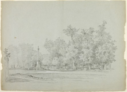 View of the Park st Versailles: Landscape with Memorial Column and Grove of Trees, n.d. Creator: Pierre Antoine Mongin.