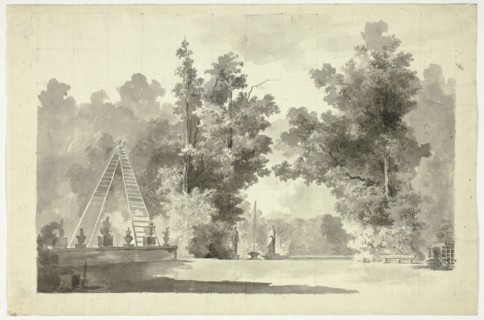 View of the Park at Versailles: Arch of Ladders with Plants; Statuary, n.d. Creator: Pierre Antoine Mongin.