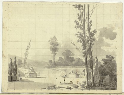 View of the Park at Versailles: Stairway and Two Poplars, n.d. Creator: Pierre Antoine Mongin.