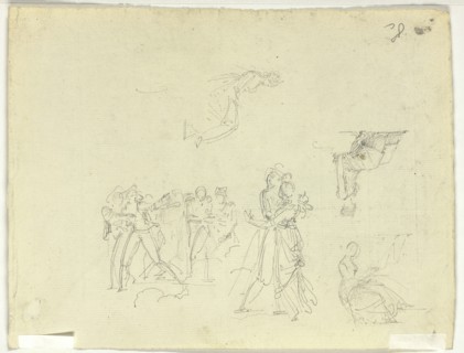 Sheet of Sketches: Crowd and Individual Figures, n.d. Creator: Pierre Antoine Mongin.