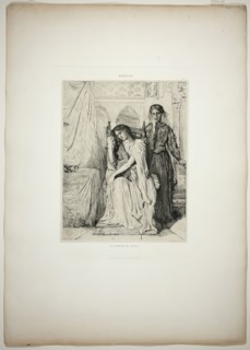 The Willow Song, plate nine from Othello, 1844. Creator: Theodore Chasseriau.