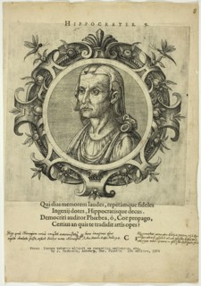 Portrait of Hippocrates, published 1574. Creators: Unknown, Johannes Sambucus.