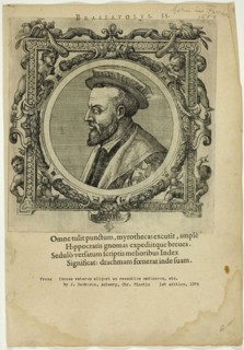 Portrait of Brassauolus, published 1574. Creators: Unknown, Johannes Sambucus.