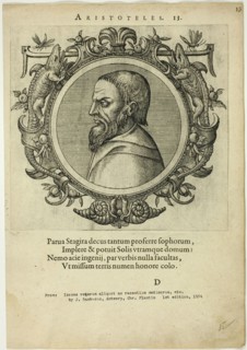 Portrait of Aristoteles, published 1574. Creators: Unknown, Johannes Sambucus.