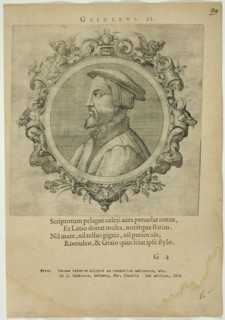 Portrait of Gesnerus, published 1574. Creators: Unknown, Johannes Sambucus.