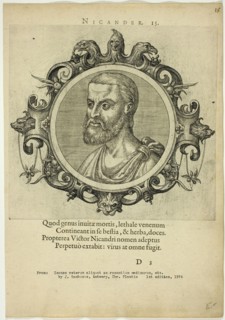 Portrait of Nicander, published 1574. Creators: Unknown, Johannes Sambucus.