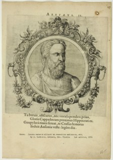 Portrait of Aretaeus, published 1574. Creators: Unknown, Johannes Sambucus.