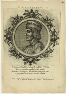 Portrait of P. Crescentius, published 1574. Creators: Unknown, Johannes Sambucus.