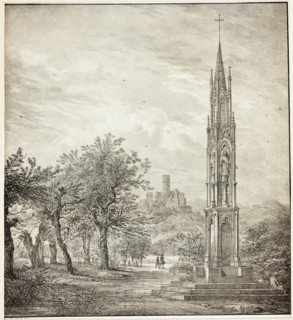 Ruin of Godesberg with the so-called High Cross of the Rhine, 1823. Creator: Domenico Quaglio II.