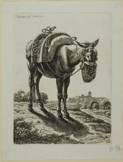 Feeding Mule - Front, from Die Zweite Thierfolge, 1800. Creator: Johann Christian Reinhart.