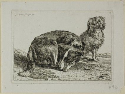 Two Dogs Resting, from Die Zweite Thierfolge, 1800. Creator: Johann Christian Reinhart.