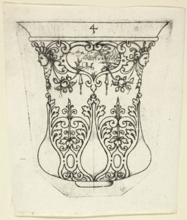 Plate 4, from twenty ornamental designs for goblets and beakers, 1604. Creator: Master AP.
