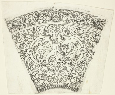 Plate 19, from twenty ornamental designs for goblets and beakers, 1604. Creator: Master AP.