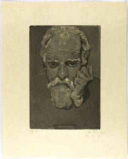 Self-Portrait with Fist to Face, 1918. Creator: Max Klinger.