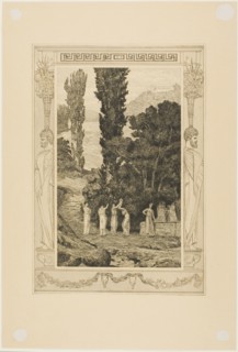 Psyche Wandering, plate 28 from Cupid and Psyche, 1880. Creator: Max Klinger.