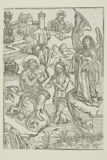 The Baptism of Christ (verso); The Circumcision of Christ (recto), pages 34 and 33..., 1491. Creator: Michael Wolgemut.