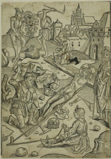 Christ Nailed to the Cross, page 85 from the Treasury (Schatzbehalter), 1491. Creator: Michael Wolgemut.