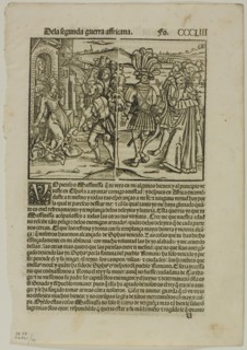 Illustration from Decadas, plate 79 from Woodcuts from Books..., 1520, assembled...1937. Creators: Unknown, Max Geisberg.