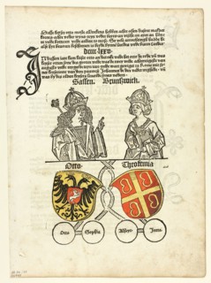 Duke Otto of Saxony and his Wife, Theokemia from Sachsen-Chronik...1492...assembled 1929. Creators: Unknown, Peter Schöffer, Conrad Botho, Wilhelm Ludwig Schreiber.