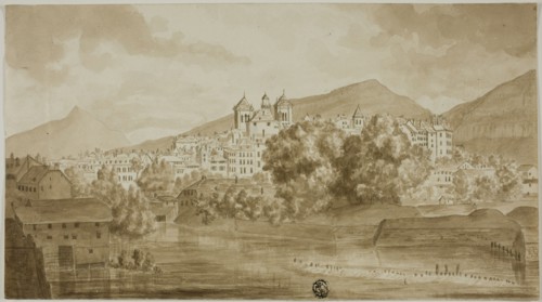 View of Town Overlooking River, n.d. Creator: Unknown.