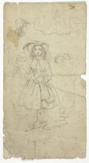 Sketches of Young Girl (recto); Sketches of Banjo Player (verso), n.d. (recto); 1800/1899 (verso). Creator: Unknown.