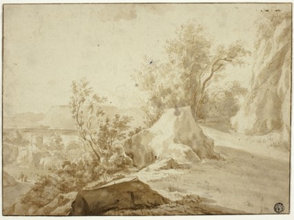 Rocks and Mountain Path, Figures and Town Below, n.d. Creators: Bartholomeus Breenbergh, Jan de Bisschop, Jan Dirksz Both.