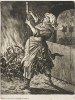 Woman Lighting a Rocket, also called Peace Gets Me Going, from Communia..., 1695. Creator: Cornelis Dusart.