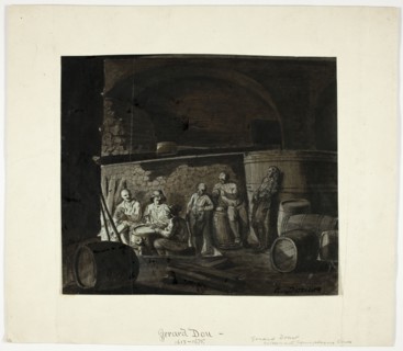Wine Cellar with Men Playing Cards, 18th century. Creator: Gerrit Dou.