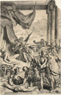 Study for Simeon and Levi Slay the Sichemites, from Figures de la Bible, c. 1728. Creator: Gerard Hoet.