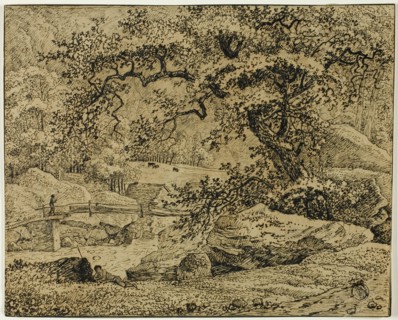 Landscape with Figure Resting Under Tree by Stream, n.d. Creator: Jacob van Ruisdael.