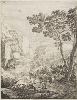 The Two Mules, from a set of four Italian Landscapes, 1645/50. Creator: Jan Dirksz Both.