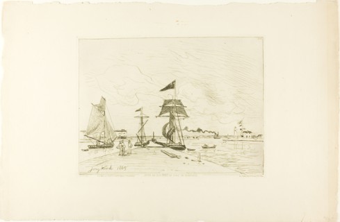 Wooden Pier, Honfleur Port, 1865; published January 1866. Creator: Johan Barthold Jongkind.