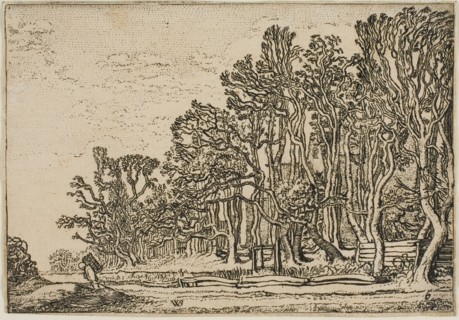Landscape with Plank-Hedges and Man Bearing Wood, 1621. Creator: Willem Pietersz. Buytewech.