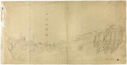 Ship Constructor's Drawing for Dutch Galleon, n.d. Creator: Willem van de Velde I.
