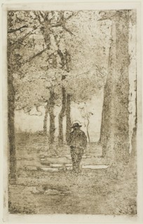 Wooded Walk with Figure, n.d. Creator: Giovanni Fattori.