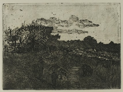 Country at Sunset with Swineherds, n.d. Creator: Giovanni Fattori.