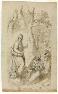 Vision of St. Francis of Assisi (recto); Saint Jerome, Vision of Saint Francis, and..., c.1618. Creator: Jacopo Palma.