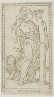 Fortitude, plate 36 from Genii and Virtues, c.1465. Creator: Unknown.