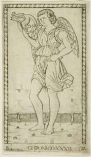 Genius of Time, plate 32 from Genii and Virtues, c.1465. Creator: Unknown.