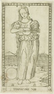Terpsichore, plate thirteen from Apollo and the Muses, c.1465. Creator: Unknown.