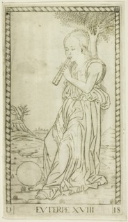 Euterpe, plate eighteen from Apollo and the Muses, c.1465. Creator: Unknown.