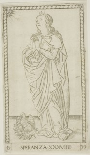 Hope, plate 39 from Genii and Virtues, c.1465. Creator: Unknown.