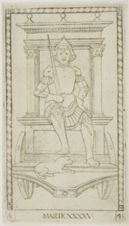 Mars, plate 45 from Planets and Spheres, c.1465. Creator: Unknown.