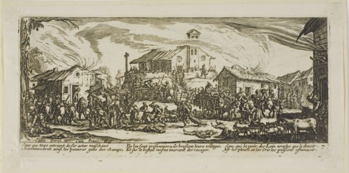 Plundering and Burning a Village, plate seven from The Large Miseries of War, n.d. Creator: Gerard van Schagen.