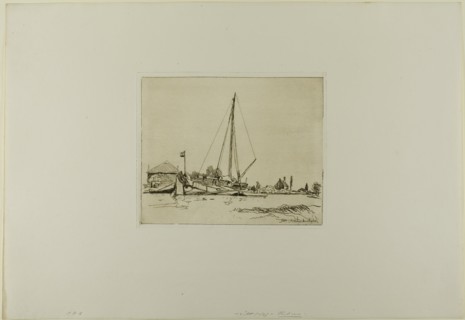 The Moored Boat, from Cahier de six eaux-fortes, vues de Hollande, 1862. Creator: Johan Barthold Jongkind.